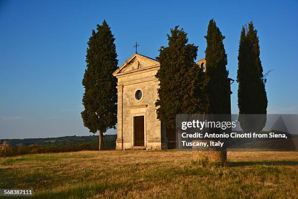 summer evening at vitaleta chapel - capella di vitaleta stock pictures, royalty-free photos & images