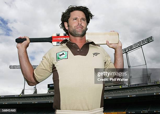 Chris Cairns of the New Zealand cricket team wearing a retro style outfit at Eden Park February 14, 2006 in Auckland, New Zealand. New Zealand play a...