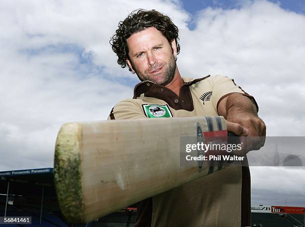 Chris Cairns of the New Zealand cricket team poses wearing a retro style outfit at Eden Park February 14, 2006 in Auckland, New Zealand. New Zealand...