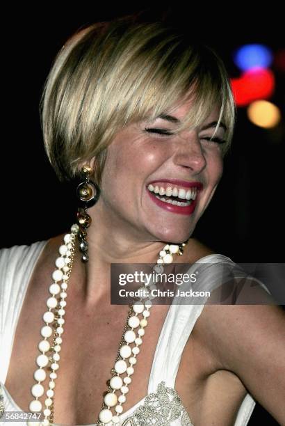 Actress Sienna Miller arrives at the UK Premiere of "Casanova" at Vue West End on February 13, 2006 in London, England.