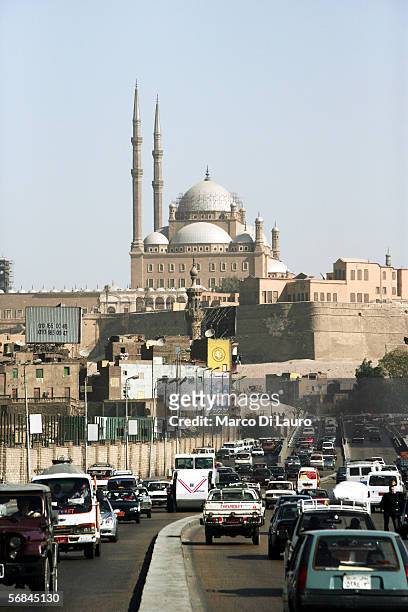 The Mosque of Mohammed Ali or Alabaster Mosque is seen on the top of the Citadel on February 9, 2006 in Islamic Cairo, Egypt. The mosque was built by...