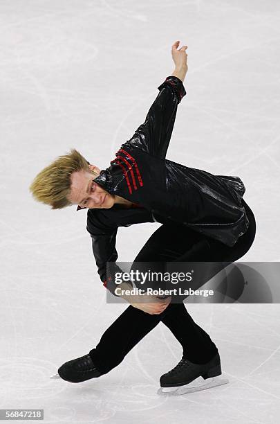 Kristoffer Berntsson of Sweden competes in the Men's Short Program Figure Skating during Day 4 of the Turin 2006 Winter Olympic Games on February 14,...