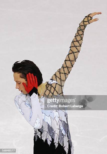 Johnny Weir of the United States competes in the Men's Short Program Figure Skating during Day 4 of the Turin 2006 Winter Olympic Games on February...