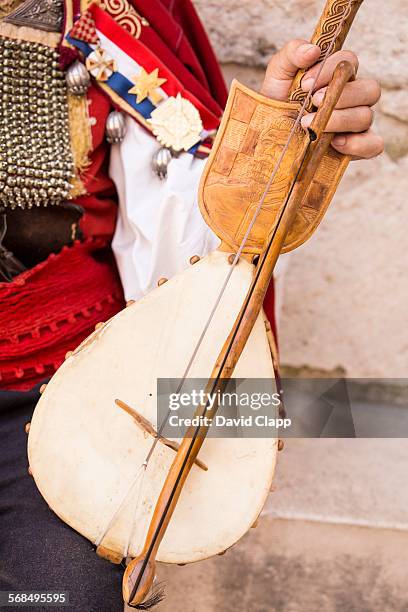 carved instrument, old town, split, croatia - balkans ストックフォトと画像