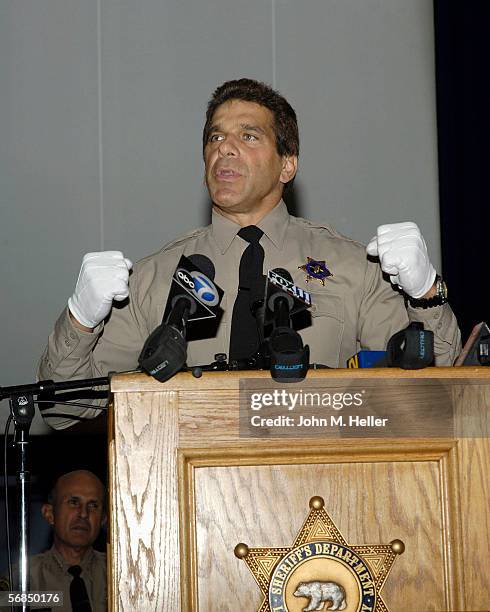 Actor & World Champion body builder, Lou Ferrigno talks to the graduates from the Los Angeles County Deputy Sheriff's Reserve Academy class with...