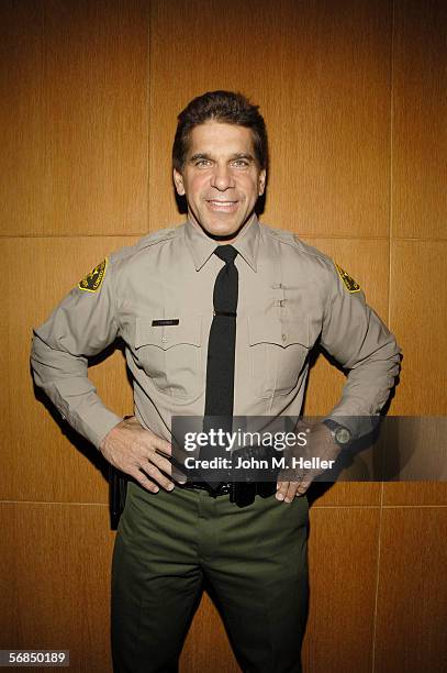 Lou Ferrigno, Actor & World Champion body builder posed for pictures before graduating ceremonies from the Los Angeles County Deputy Sheriff's...