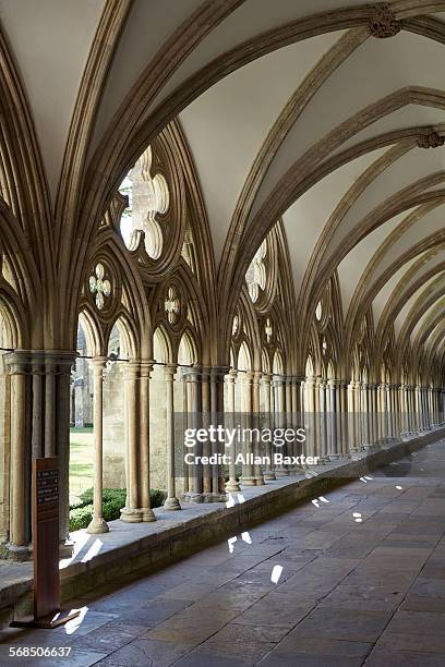 cloister walk of salisbury cathedral - cloister - fotografias e filmes do acervo