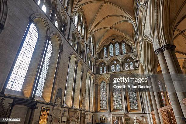 north transept of salisbury cathedral - cathedral ceiling stock pictures, royalty-free photos & images