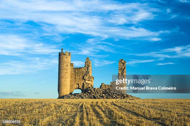 ruins of an old medieval castle - demolished church stock pictures, royalty-free photos & images
