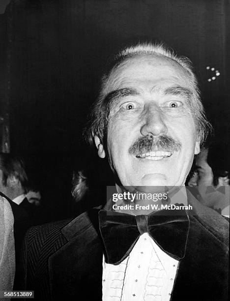 Close-up of American real estate developer Fred Trump as he attends an event in formal attire, New York, New York, April 2, 1978.