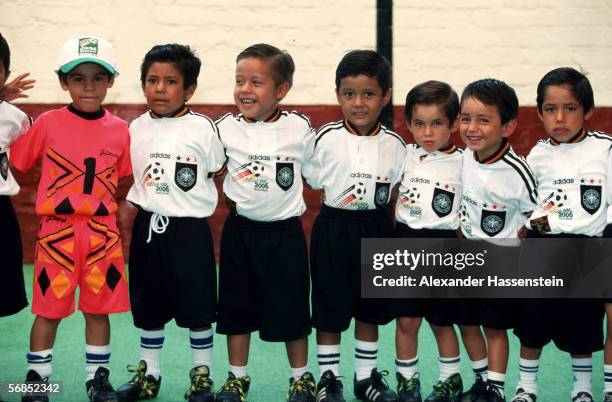 Delegation of the German Football Federation visit an orphanage during the Conferderation Cup on July 25, 1999 in Queretaro, Mexico.