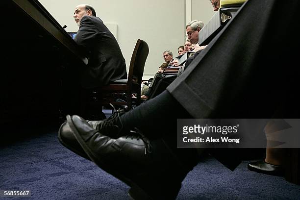 Federal Reserve Chairman Ben Bernanke speaks during a hearing before the House Financial Services Committee on Capitol Hill February 15, 2005 in...