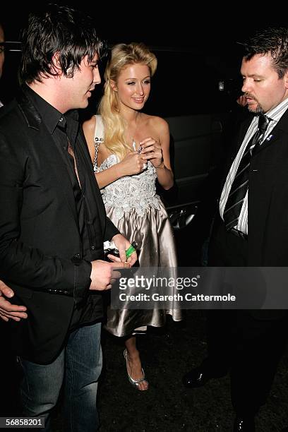 Paris Hilton attends the EMI Records after show Party following The Brit Awards 2006 with MasterCard, at AvivA at the Baglioni Hotel on February 15,...