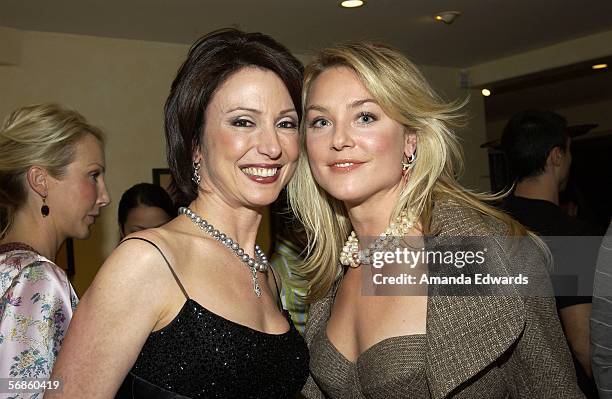 Jeweler Erica Courtney and actress Elisabeth Rohm attend a Pre-Oscar viewing party at Courtney's showroom on February 15, 2006 in Los Angeles,...