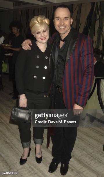 Personality Kelly Osbourne and David Furnish attend the Universal Records after show Party following The Brit Awards 2006 with MasterCard, at Nobu...