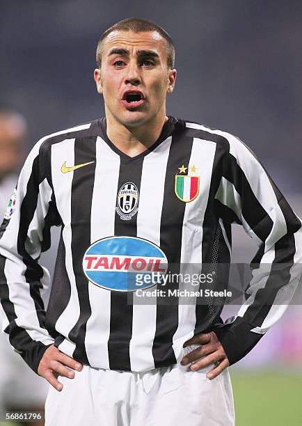 Fabio Cannavaro of Juventus in action during the Serie A match between Inter Milan and Juventus at the Stadio San Siro on February 12, 2006 in Milan,...