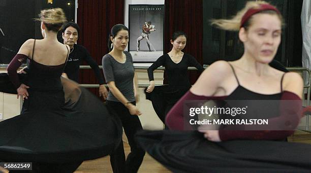 "La Chine succombe aux rythmes de la fievre latino" Instructor Maria Fernandee Garcia , leads a group of Chinese dance students as they practice...