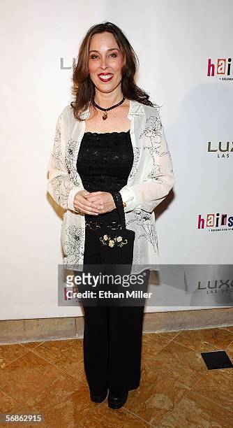 Actress Susan Mosher arrives at a party after performing in the opening night show of the Broadway musical "Hairspray" at the Luxor Hotel & Casino on...