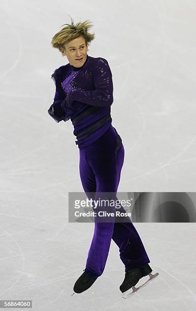 Kristoffer Berntsson of Sweden competes in the Men's Free Skate Program Final during Day 6 of the Turin 2006 Winter Olympic Games on February 16,...