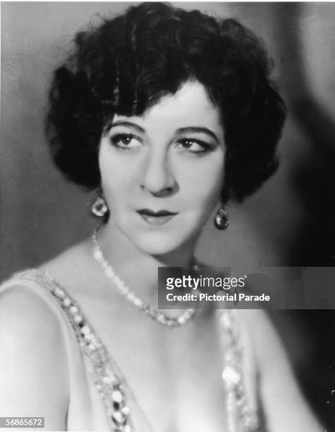American actress, singer, and comedian Fanny Brice poses for a headshot portrait, 1920s.