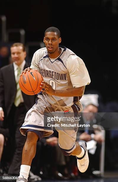 Ashanti Cook of Georgetown Hoyas dribbles the ball up court against the Providence Friars on January 5, 2006 at MCI Center in Washington D.C....