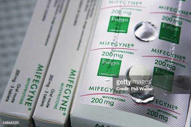 The abortion drug Mifepristone, also known as RU486, is pictured in an abortion clinic February 17, 2006 in Auckland, New Zealand. The drug, which...