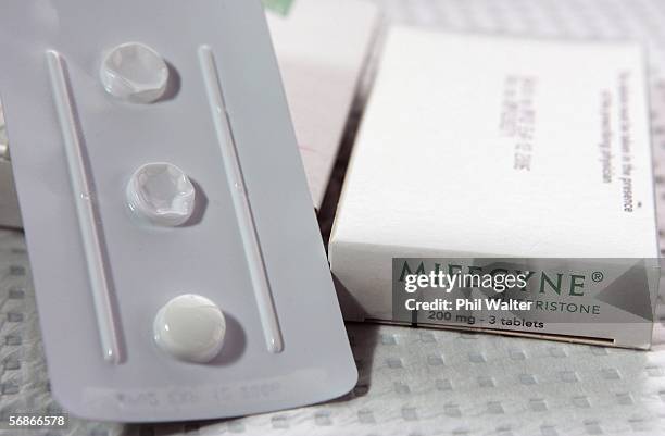 The abortion drug Mifepristone, also known as RU486, is pictured in an abortion clinic February 17, 2006 in Auckland, New Zealand. The drug, which...