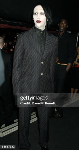 Marilyn Manson attends the magazine launch party thrown by editor Lucy Yeomans for British Harper's Bazaar at Club Cirque on February 16, 2006 in...