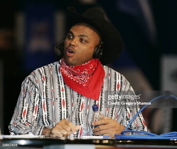 Charles Barkley, dressed up in his Texas outfit, for his TNT broadcast at Jam Session during NBA All Star Weekend on February 16, 2006 in Houston,...
