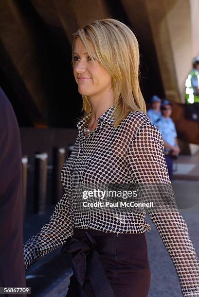 Newsreader Leila McKinnon attends the memorial service for Kerry Packer at the Sydney Opera House on February 17, 2006 in Sydney, Australia. Packer,...