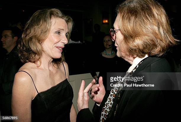 Actress Jill Clayburgh and Diane Judge attend the after party for the play opening night of "Barefoot in the Park" at Central Park Boathouse February...