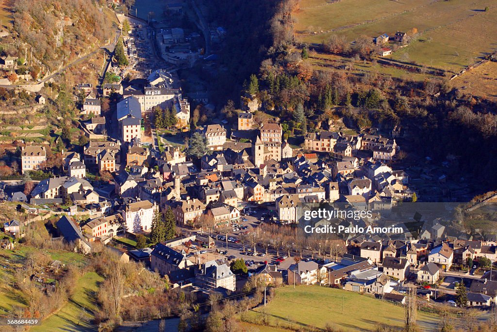 Aerial view small village in France