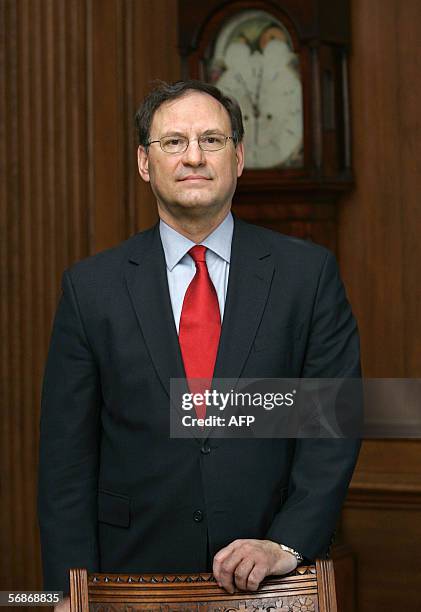 Washington, UNITED STATES: The newest associate justice of the US Supreme Court, Samuel A. Alito Jr., poses during an informal photo session in a...