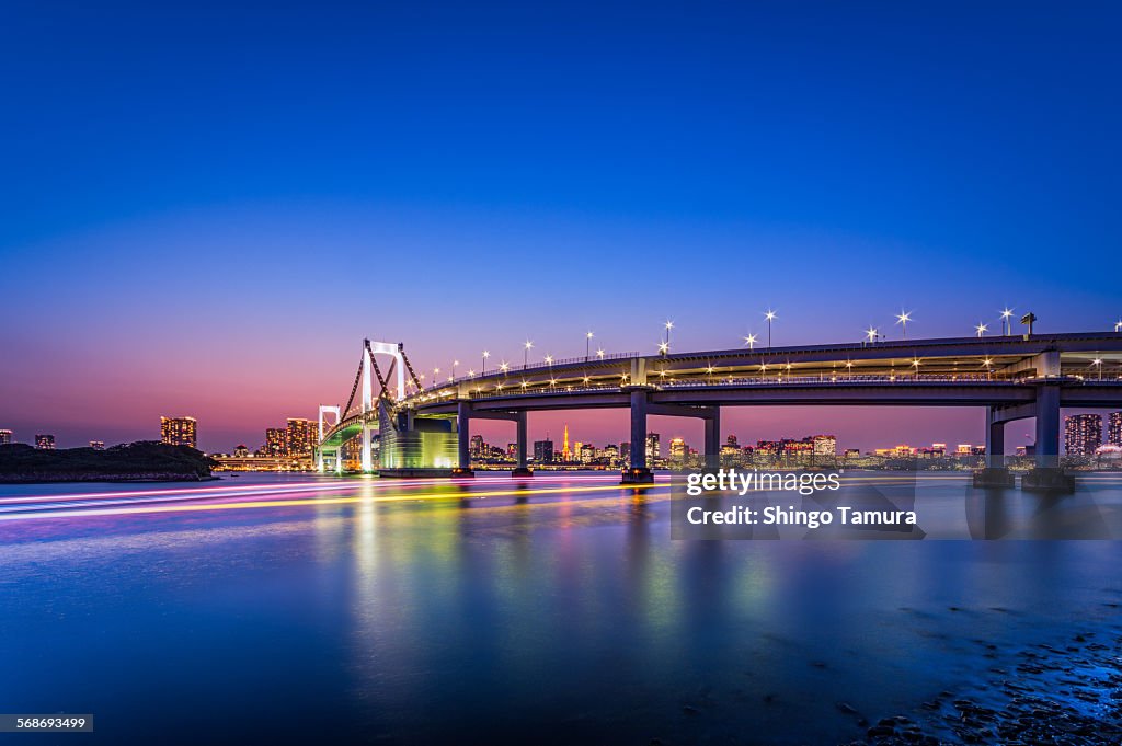 Tokyo Rainbow Bridge in twilight