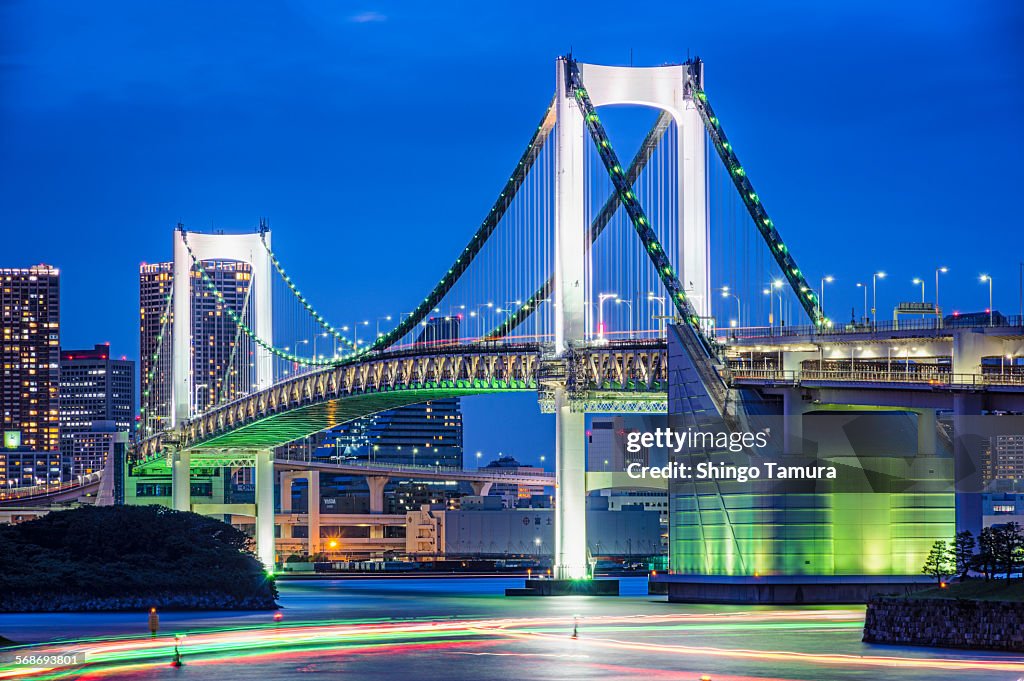 Tokyo Rainbow bridge in blue twilight