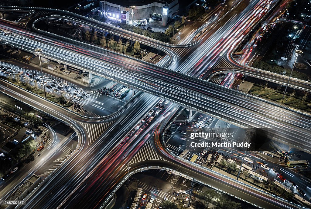 Beijing,aerial view of busy road intersection