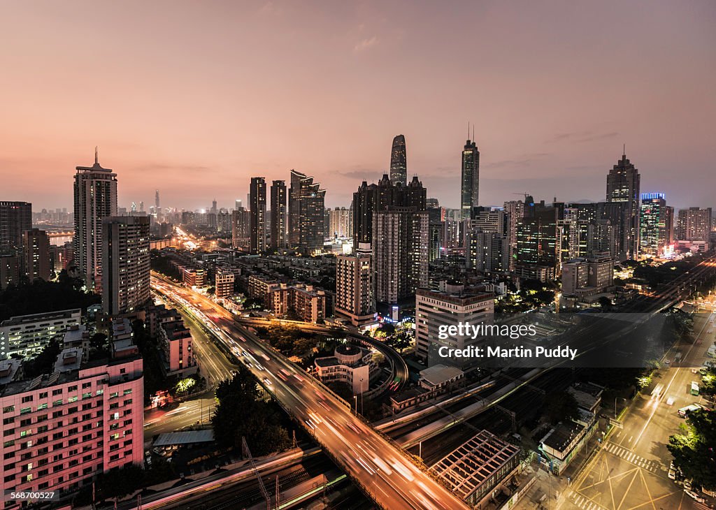 Shenzen skyline at dusk