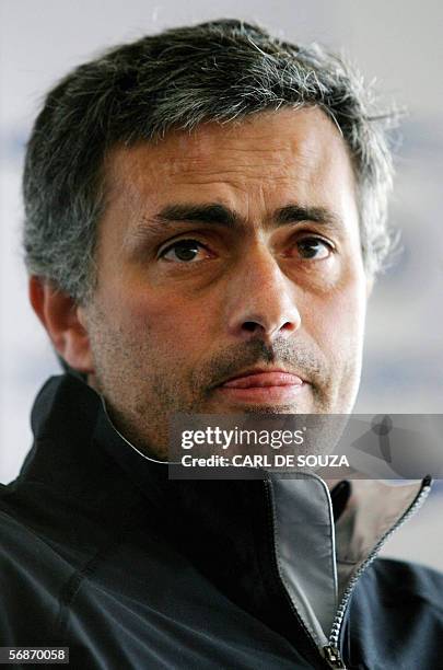 United Kingdom: Chelsea football club manager Jose Mourinho addresses a press conference at the team's training grounds in Cobham, in Surrey, 17...