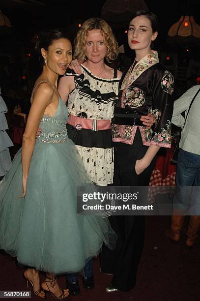 Thandie Newton, Jenny Dyson (editor] and Erin O'Connor attend the magazine launch party for Rubbish, a fashion annual sponsored by Miss Selfridge...