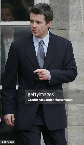 Denmark's Crown Prince Frederik arrives for his visit of the Kunsthalle museum 17 February 2006 in Hamburg, northern Germany. The royal couple is on...