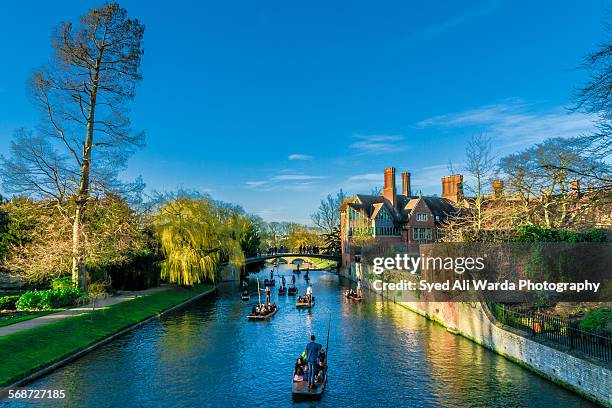 punting at cambridge - cam river fotografías e imágenes de stock