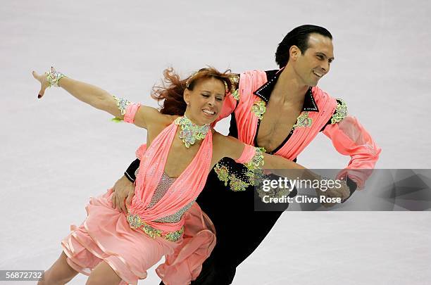 Barbara Fusar Poli and Maurizio Margaglio of Italy perform during the compulsory dance program of the figure skating during Day 7 of the Turin 2006...