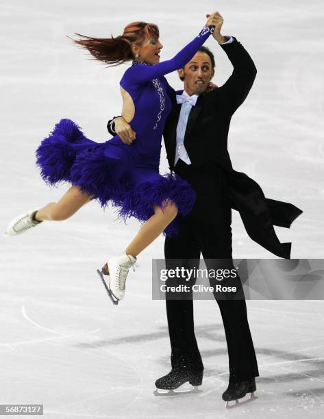 Galit Chait and Sergei Sakhnovski of Israel perform during the compulsory dance program of the figure skating during Day 7 of the Turin 2006 Winter...