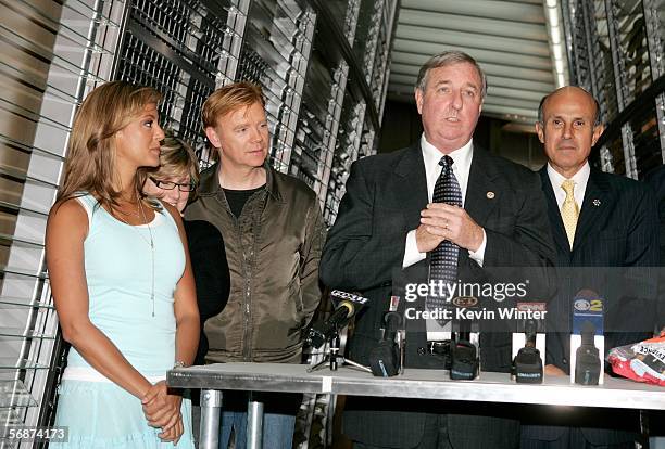 Actress Eva LaRue, Executive Producer Ann Donahue, actor David Caruso, Los Angeles District Attorney Steve Cooley and Los Angeles County Sheriff Lee...