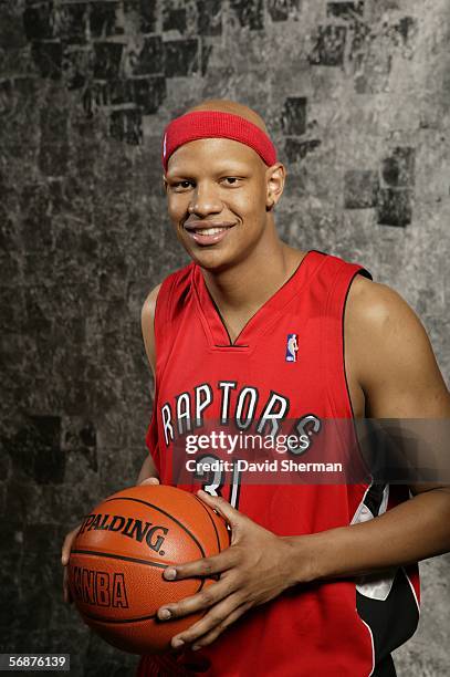 Charlie Villanueva of the Toronto Raptors poses during the Sophomore/Rookie Portraits prior to T-Mobile Rookie Challenge on February 17, 2006 at the...