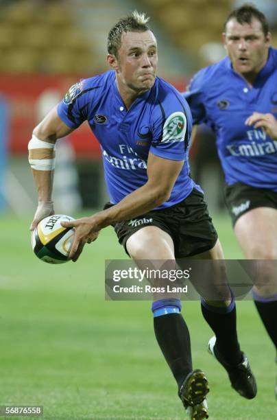 Matt Henjak of the Western Force looks to pass the ball during the Round 2 Super 14 rugby match between the Hurricanes and the Western Force played...