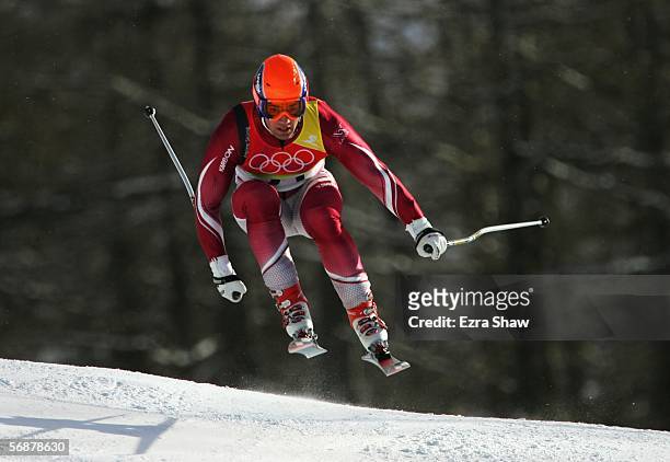 Ivars Ciaguns of Latvia competes in the Mens Super-G Alpine Skiing Final on Day 8 of the 2006 Turin Winter Olympic Games on February 18, 2006 in...