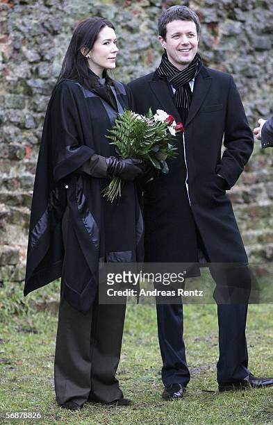 Denmark's Crown Prince Frederik and his wife Crown Princess Mary visit the former border 'Waldemarsmauer' between Denmark and Germany in the on...