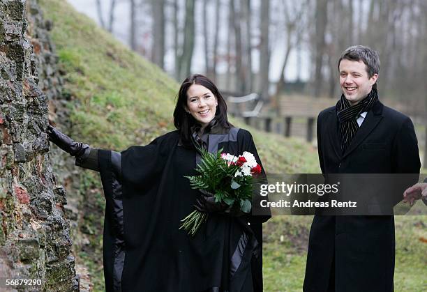 Denmark's Crown Prince Frederik and his wife Crown Princess Mary visit the former border 'Waldemarsmauer' between Denmark and Germany in the on...