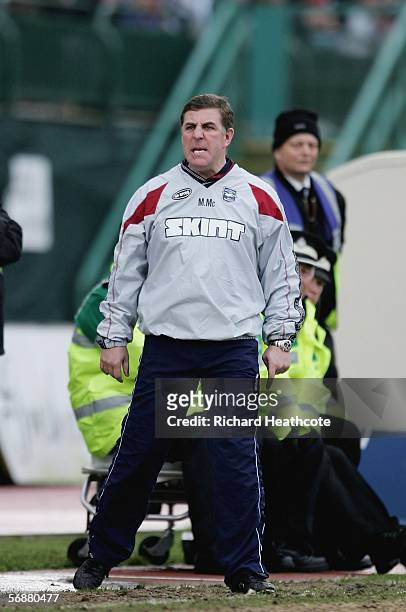 Brighton manager Mark McGhee shouts instructions during the Coca-Cola Championship match between Brighton & Hove Albion and Watford at the Withdean...